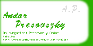 andor presovszky business card